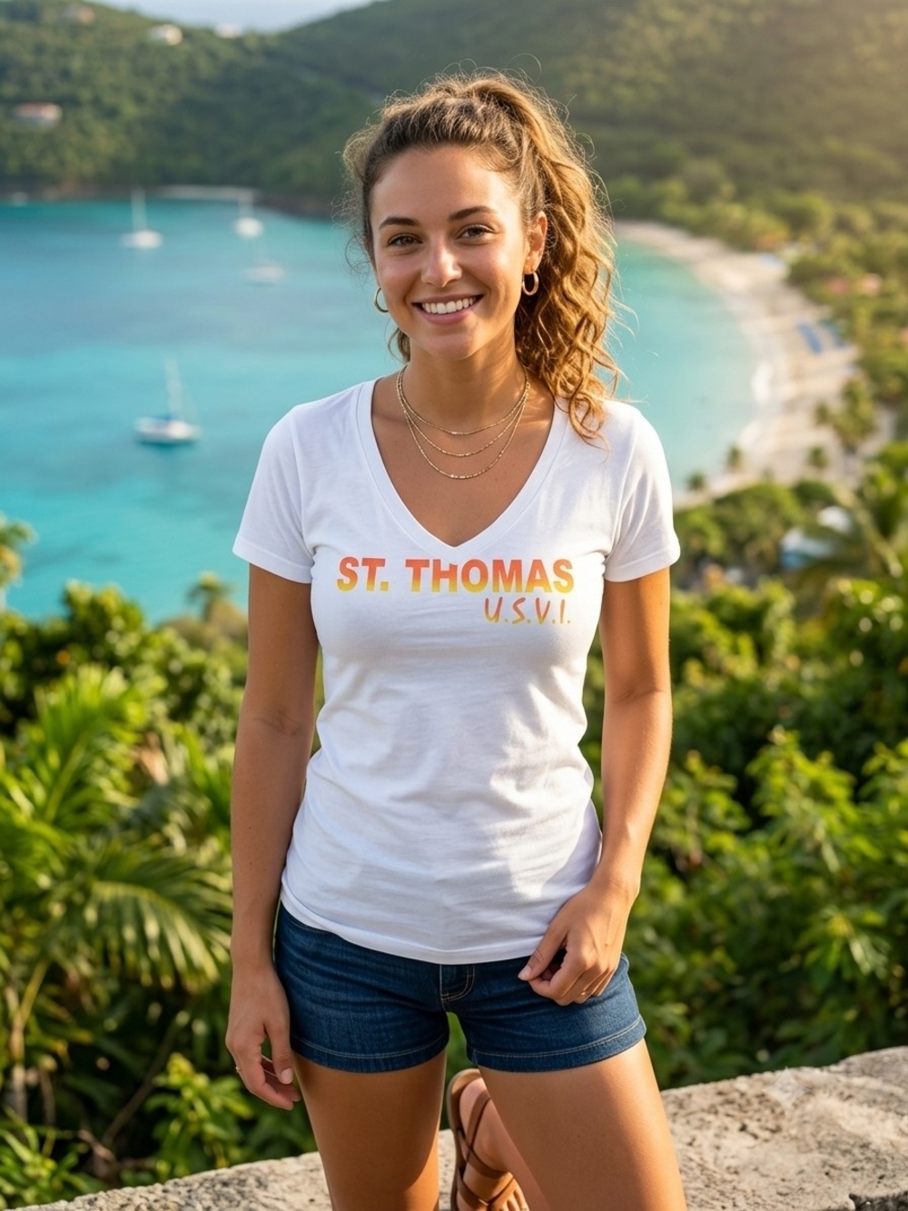 Alstyle  St. Thomas V Neck Tee  (WS 33)